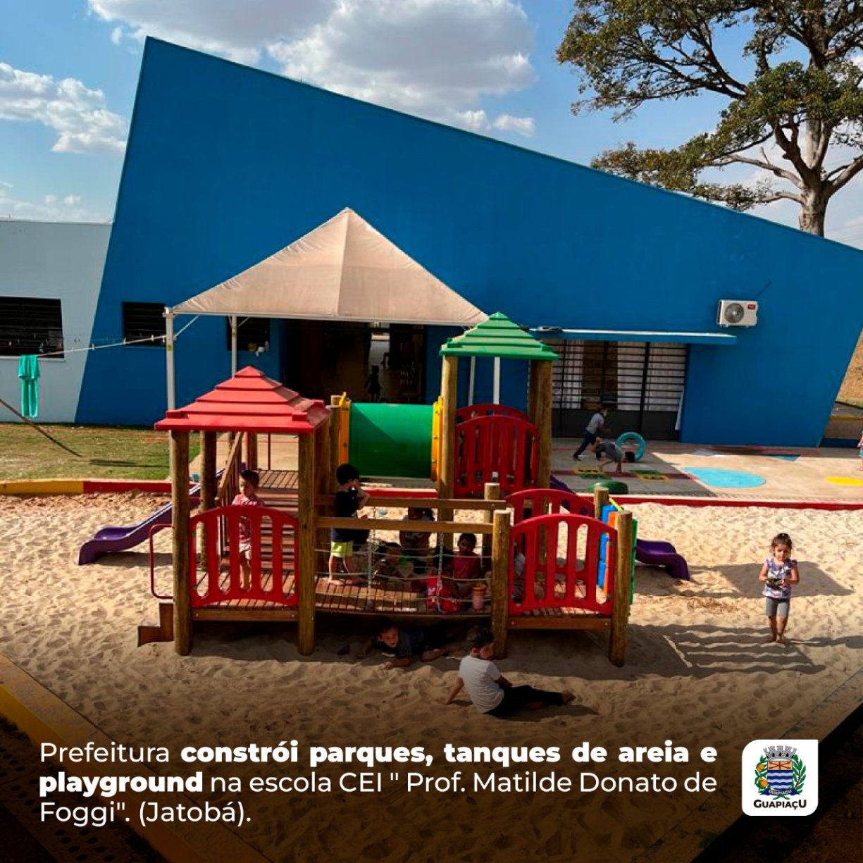 Prefeitura constrói parques, tanques de areia e playground na escola CEI 