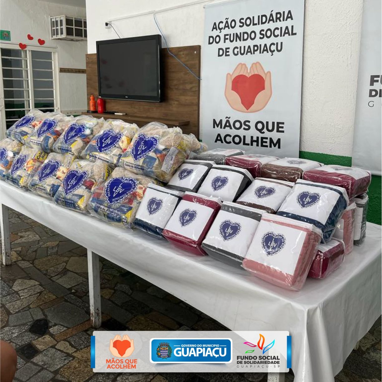 Fundo Social, juntamente com a LBV distribui Cestas Básicas e Cobertores