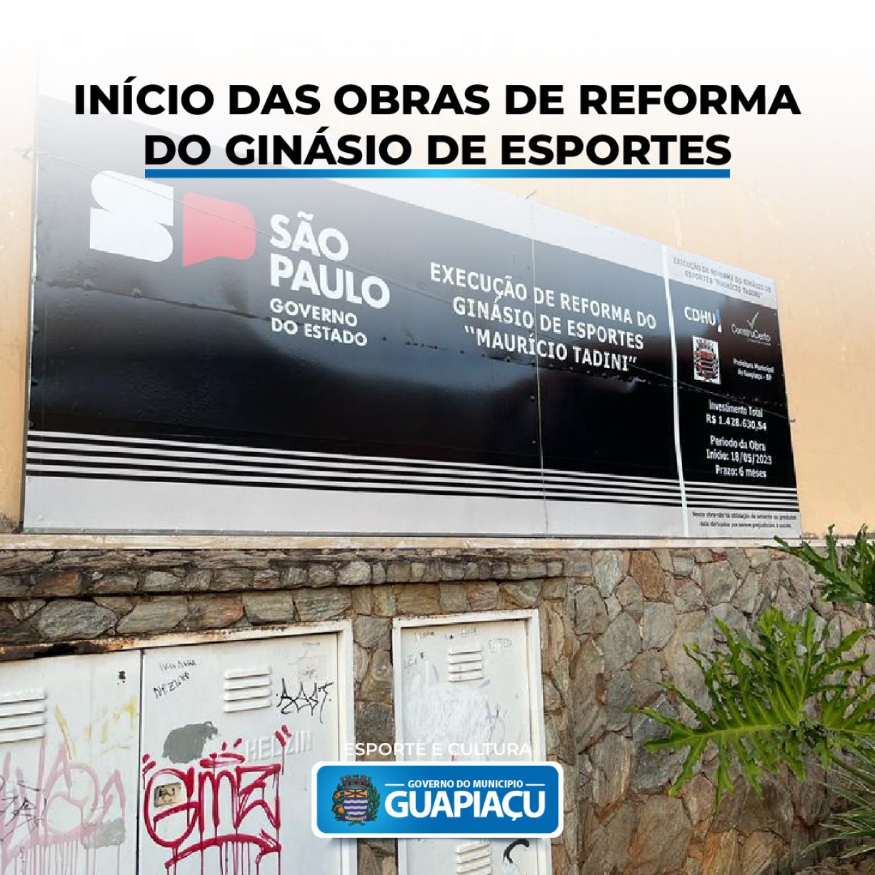 PREFEITURA DE GUAPIAÇU INICIA REFORMA E AMPLIAÇÃO DO GINÁSIO DE ESPORTES